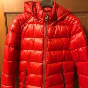Men’s Red Guess Bubble Glossy Jacket